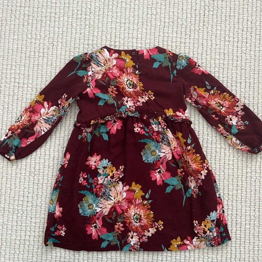 Baby Gap Floral Burgundy Dress Toddler Girls Size 5